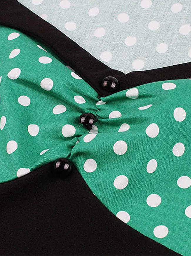 1950's Vintage Short Sleeve Polka Dot Swing Tea Dress