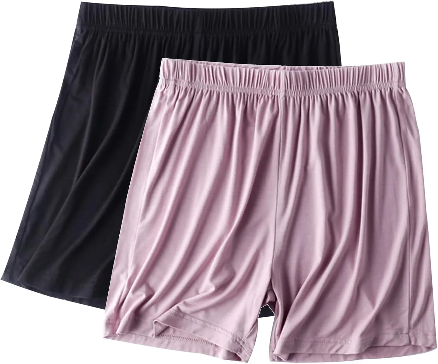 2-Pack Women's Soft Modal Pajama Shorts Casual Summer Thin Elastic Waist Pj Bottoms Loose Boxer Sleepwear Lounge Shorts