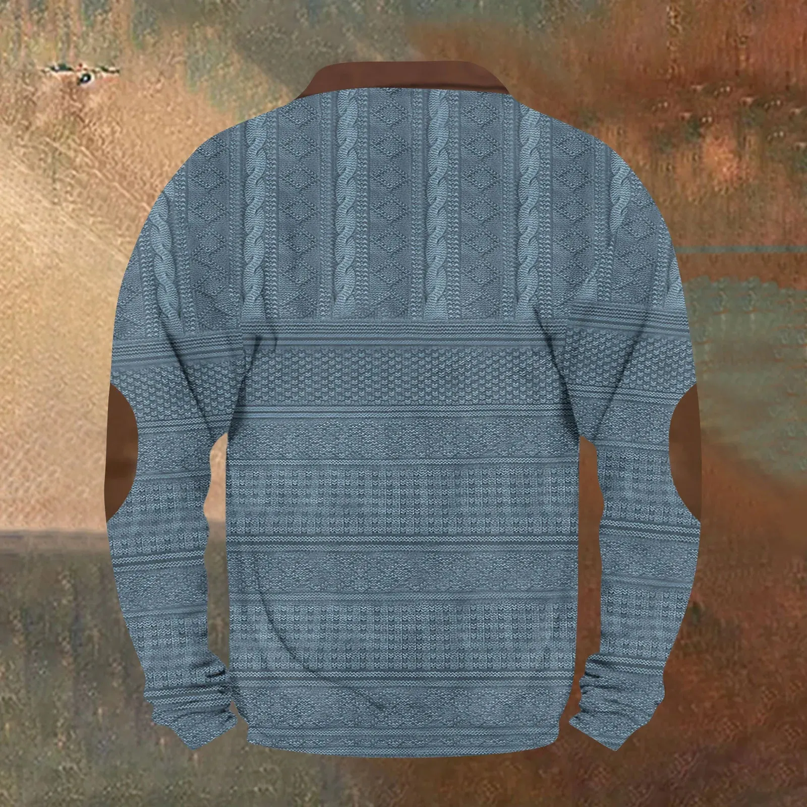 2024 Men's New Retro Casual Ethnic Style Printed Zipper Sweatshirt Warm Slim Pullover Suitable for Autumn and Winter