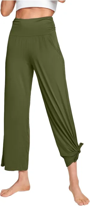 2025 Wide Leg Yoga Pants for Women Casual Solid High Waisted Lounge Straight Palazzo Pants Flowy Stretch Sweatpants
