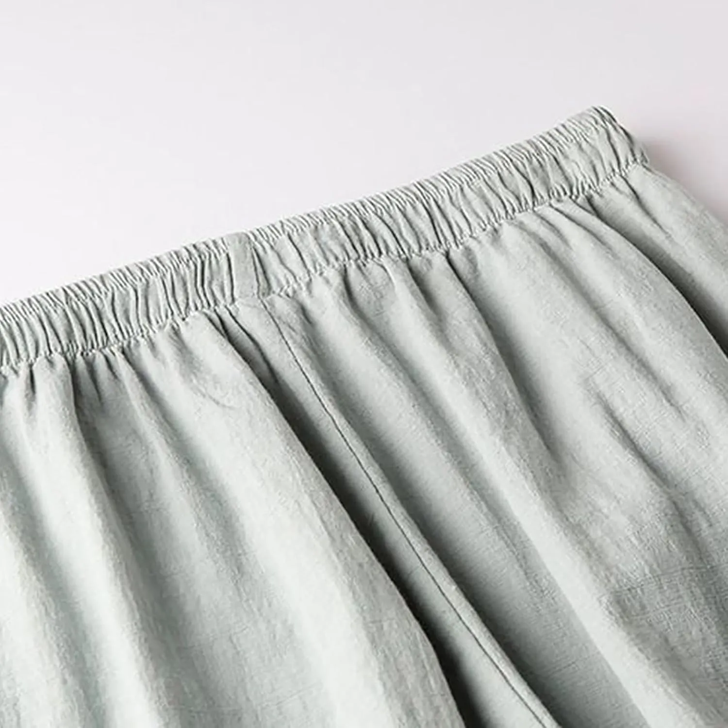 2025 Women Boho Floral Cotton Linen Pants Casual Beach High Elastic Waist Capri Print Flowy Ethnic Embroidered Pant