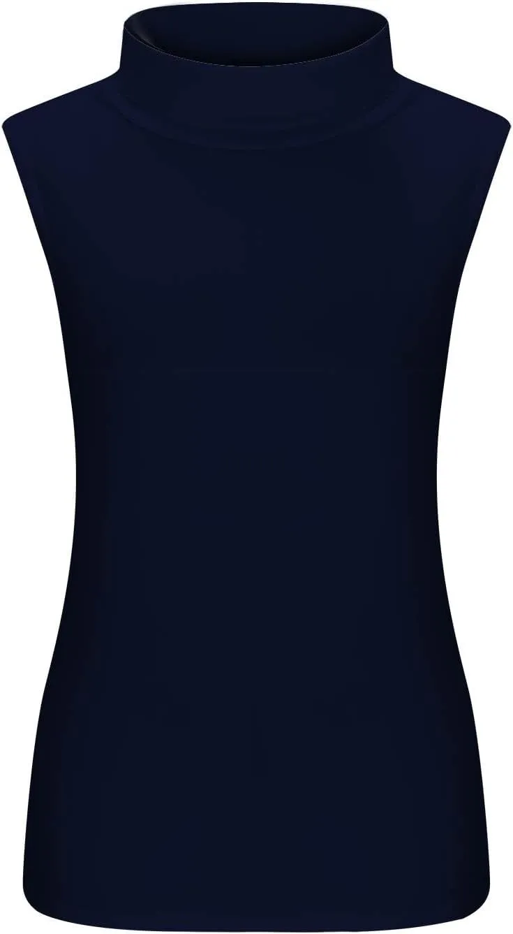 2025 Womens Sleeveless Turtleneck Tops Plus Size Mock High Neck Tank Tops Slim Fitted Undershirt Basic Layer Tees