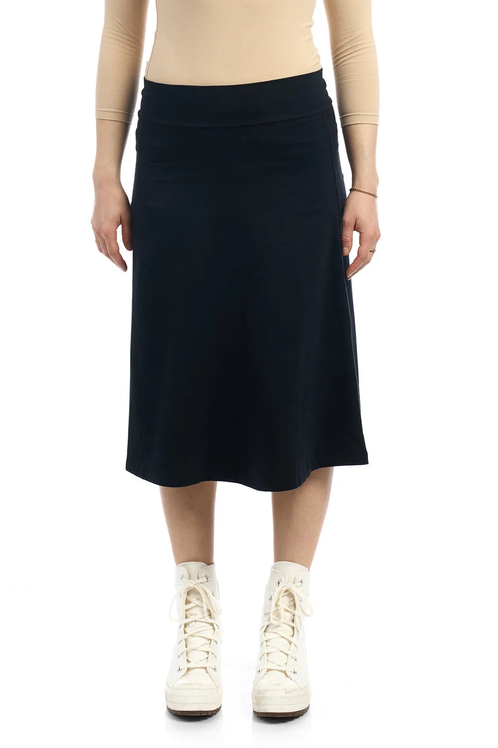 27" Black Cotton A-Line Skater Skirt