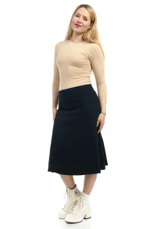 27" Black Cotton A-Line Skater Skirt