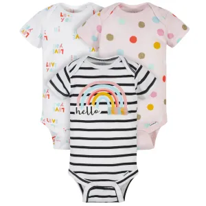 3-Pack Baby Girls Rainbow Onesies® Bodysuits