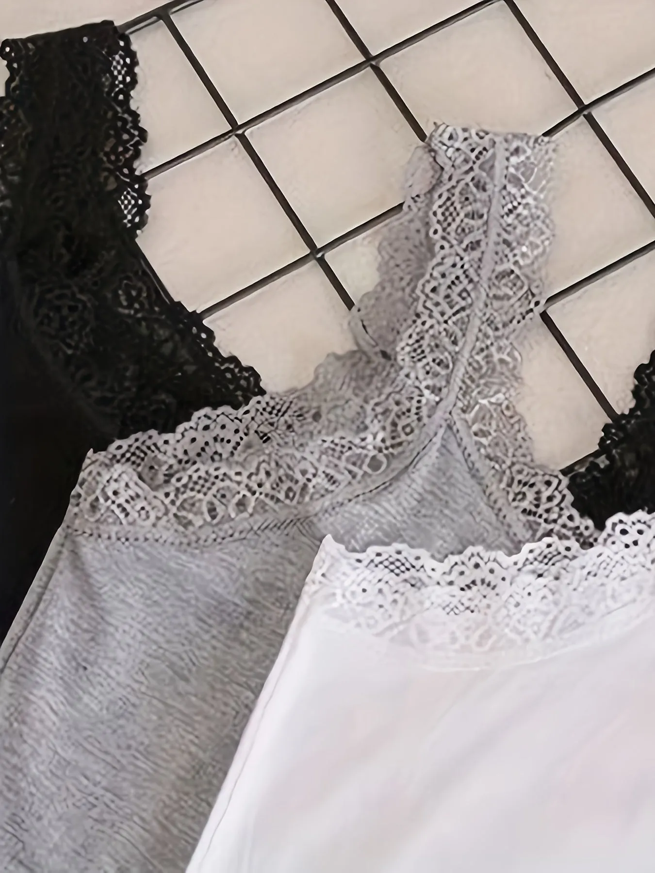 3-Pack Lace Trim Camisole Tops for Women