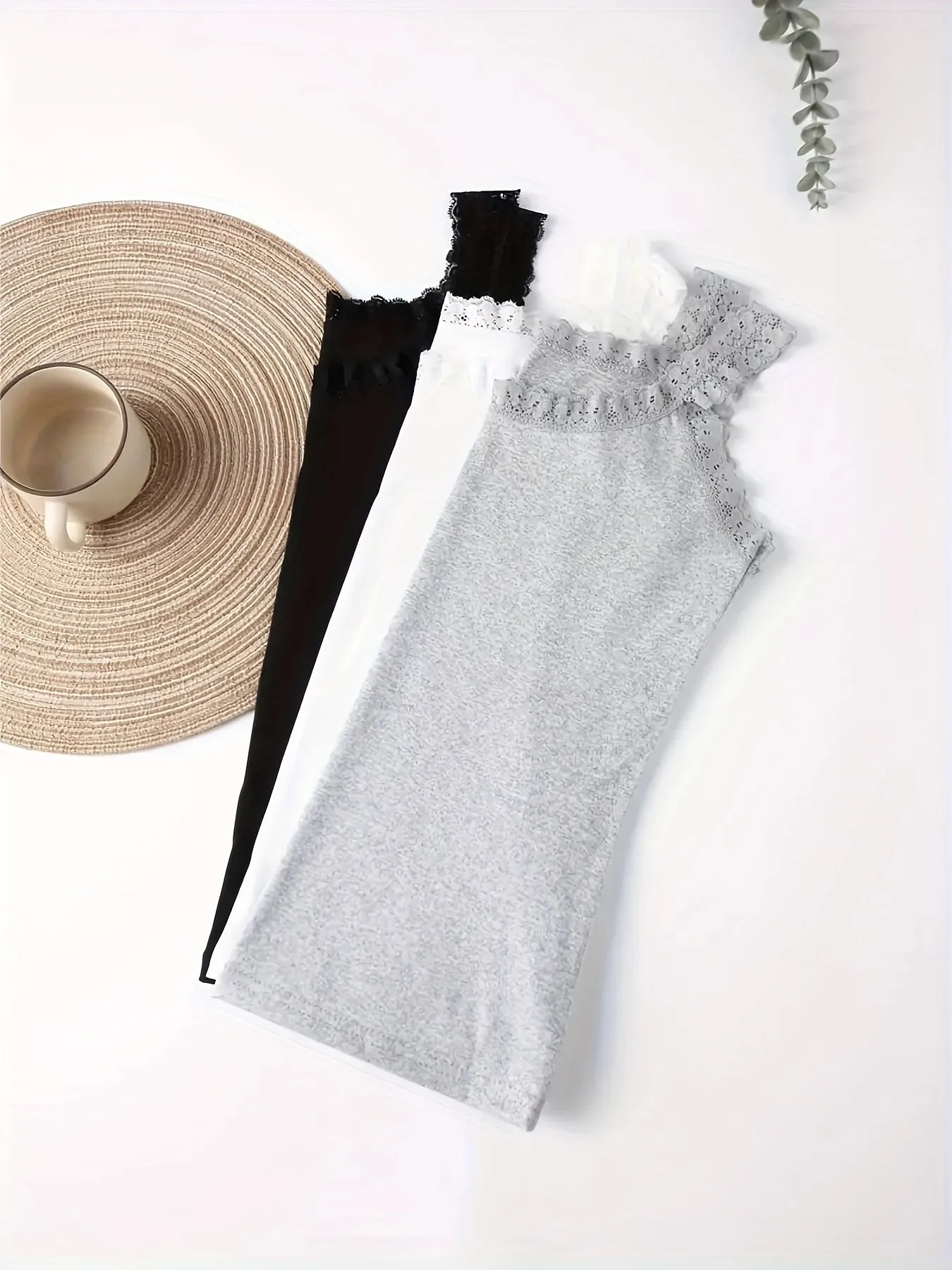 3-Pack Lace Trim Camisole Tops for Women