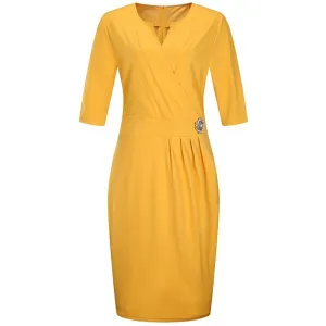 3/4 sleeve V neck Elastic waist Plus size bodycon Dresses