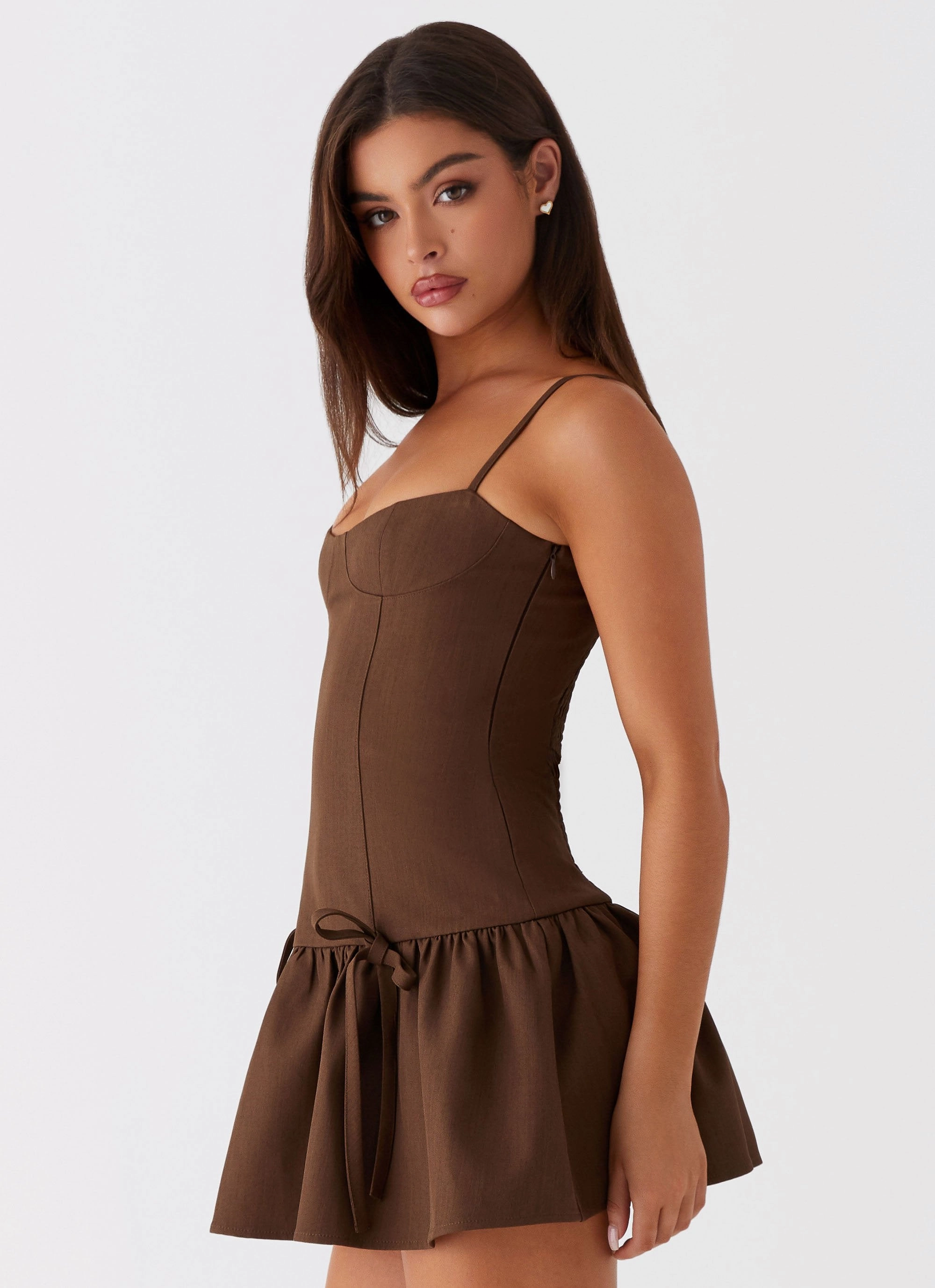 Running Late Mini Dress - Chocolate SoftTouchTexture Fashionable Comfort Wear