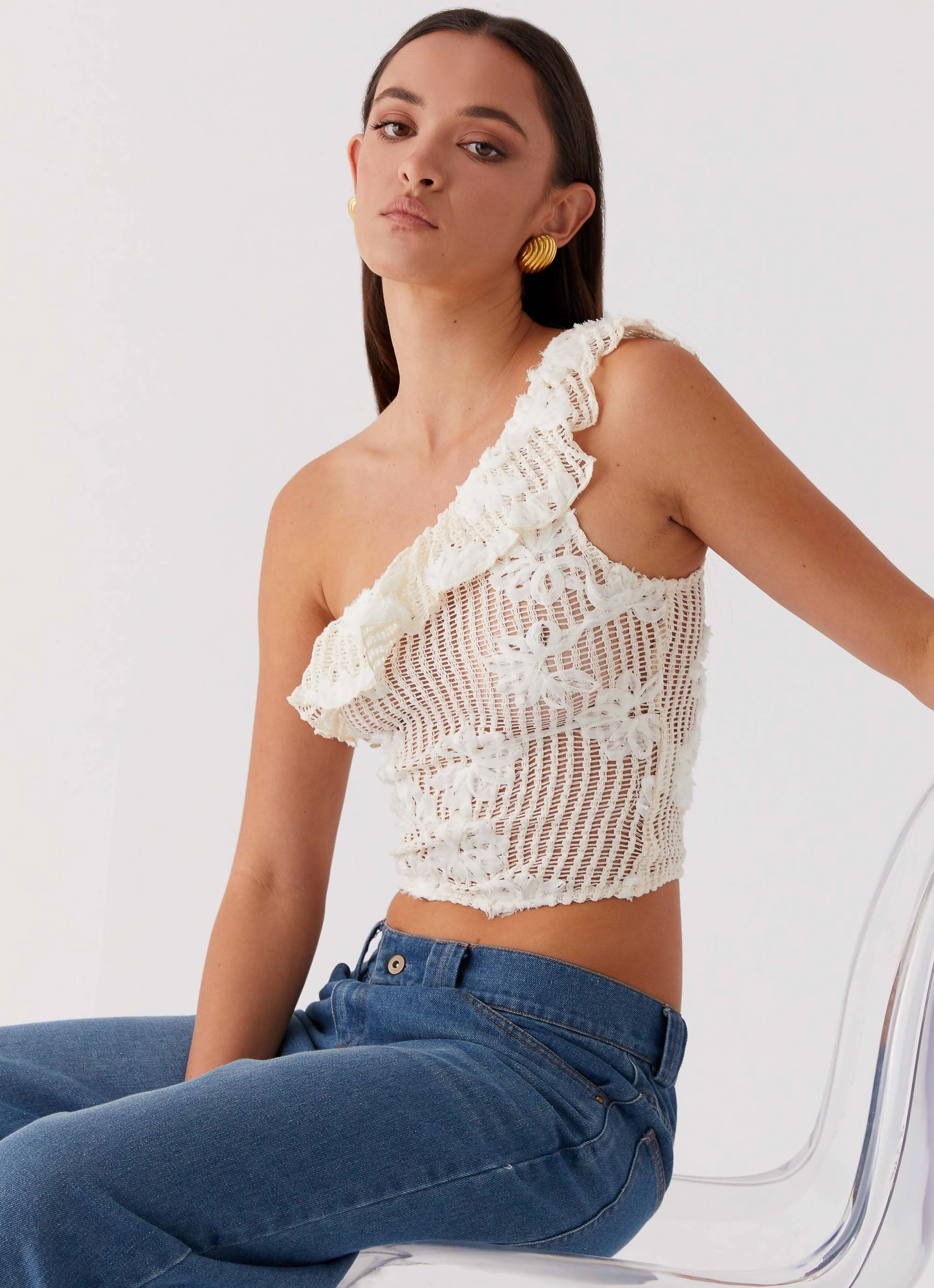 Juilette One Shoulder Top - Ivory Circular Knit AntiOdor