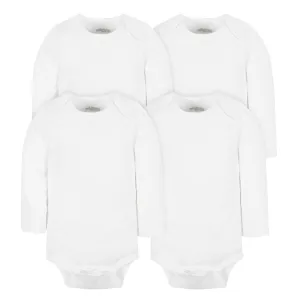 4-Pack Baby Neutral White Long Sleeve Bodysuits