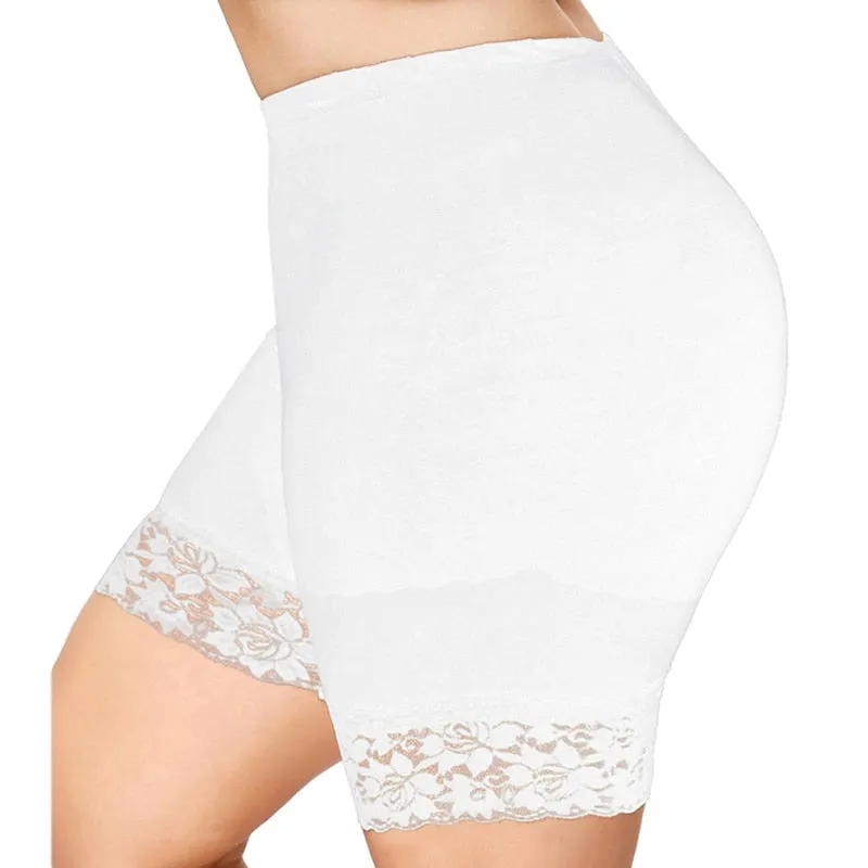 5XL Plus Size Women Short Leggings With Lace Trim Under Skirt Pants