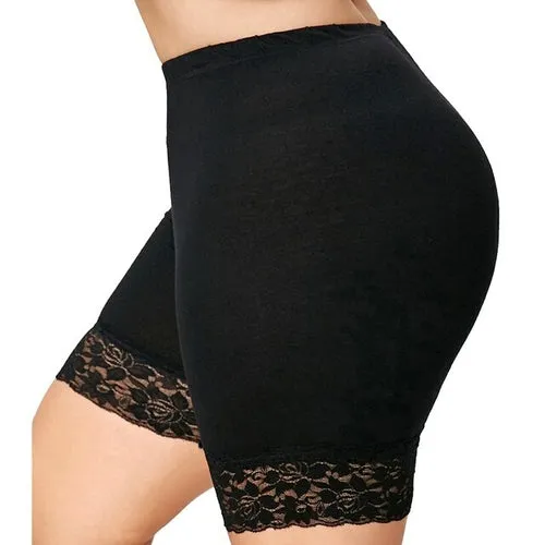 5XL Plus Size Women Short Leggings With Lace Trim Under Skirt Pants