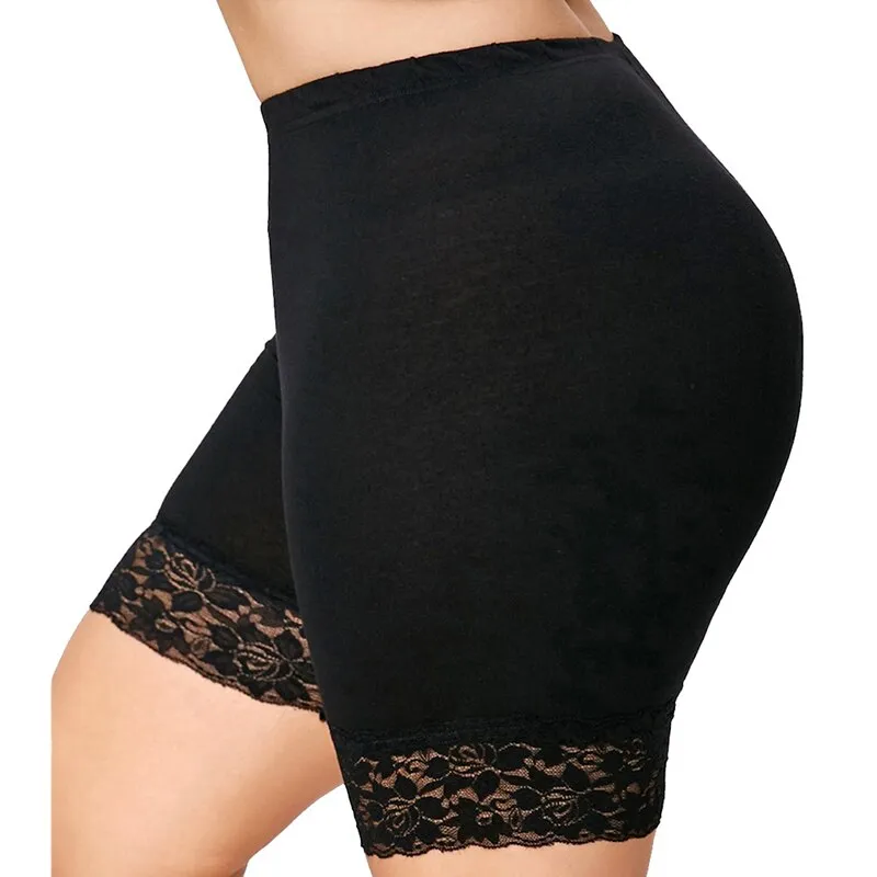 5XL Plus Size Women Short Leggings With Lace Trim Under Skirt Pants