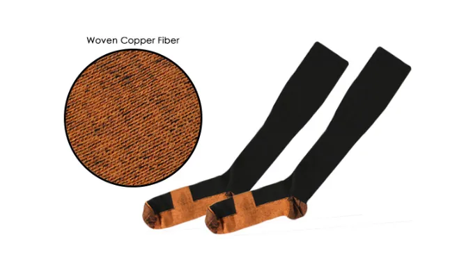 6 or 12 Pairs: Copper Infused Compression Socks - Reduces Pain and Swelling in Calves & Ankles - Ships Same/Next Day!