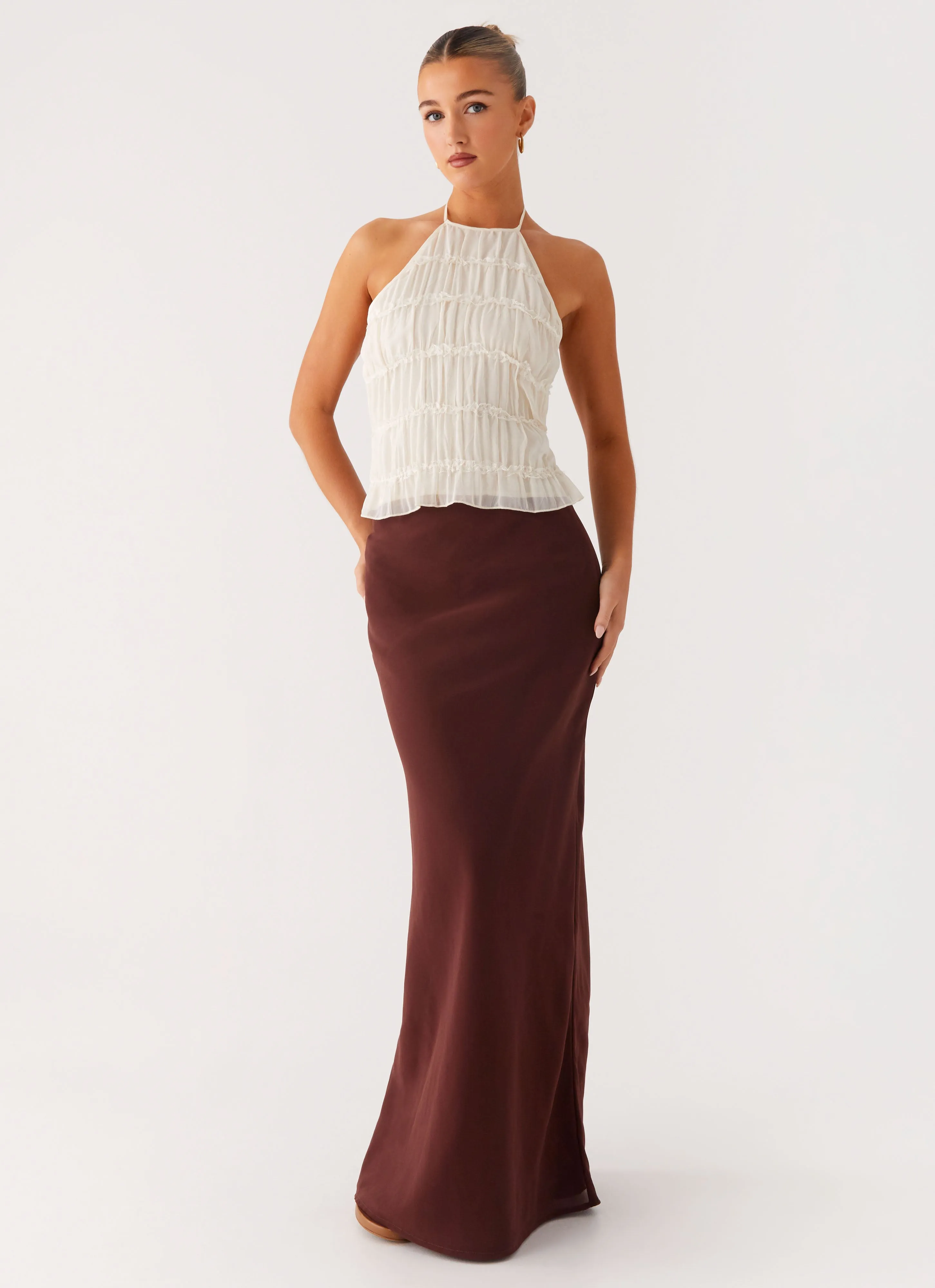 Sienna Sunset Maxi Skirt - Chocolate Flexible Motion Casual Moments