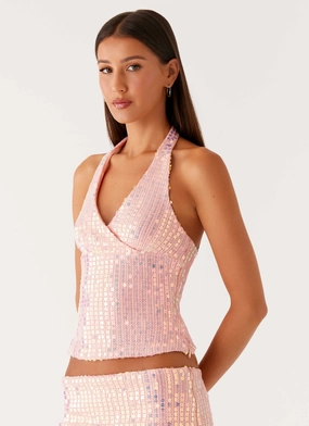 Abrasion Proof Corner Guards Been That Girl Halter Knit Sequin Top - Iridescent Pink Weekend Outing Wear Been That Girl Halter Knit Sequin Top - Iridescent Pink