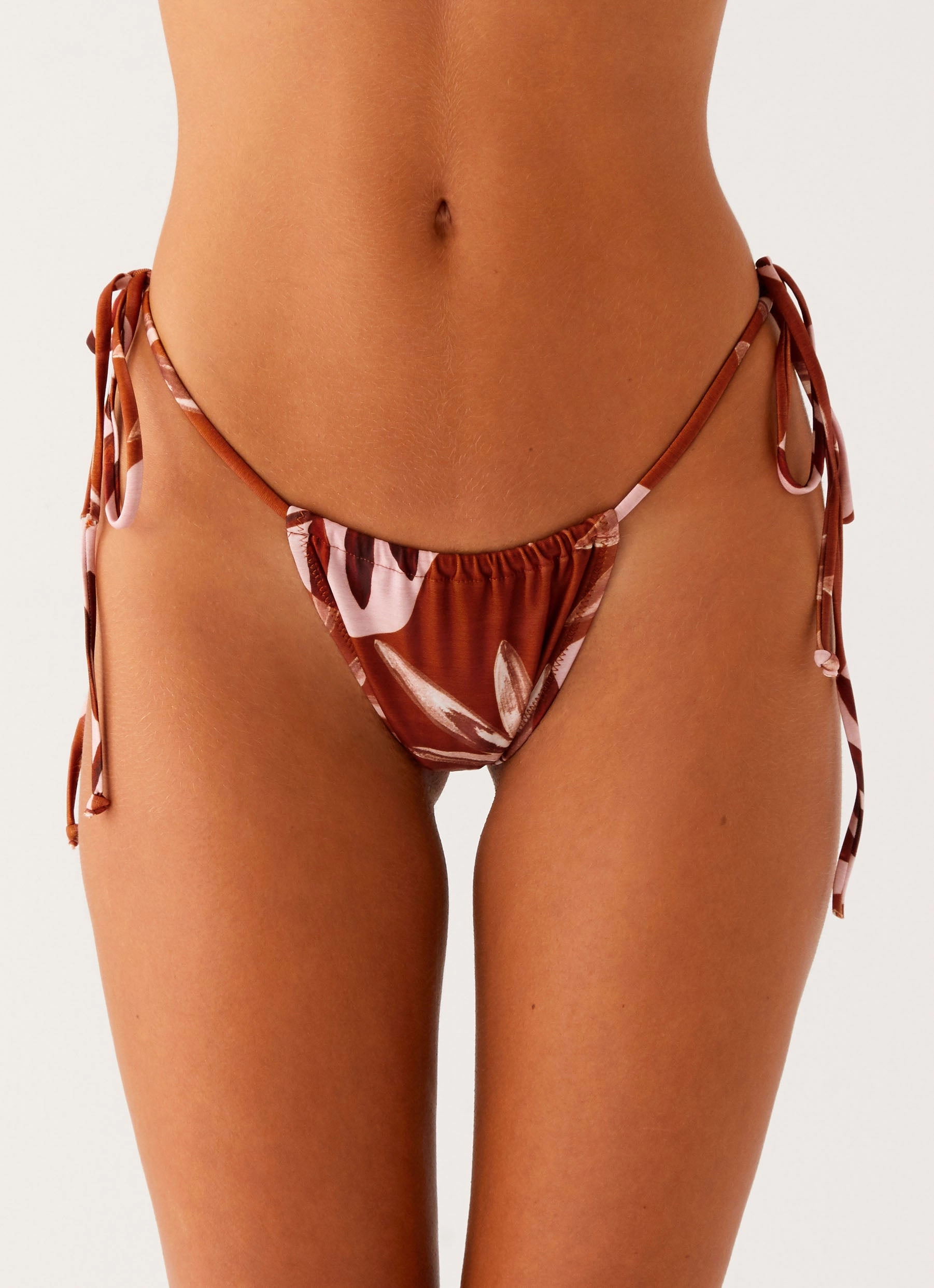 tropical style Breathable-material Calista Bikini Bottoms - Cinnamon Palm