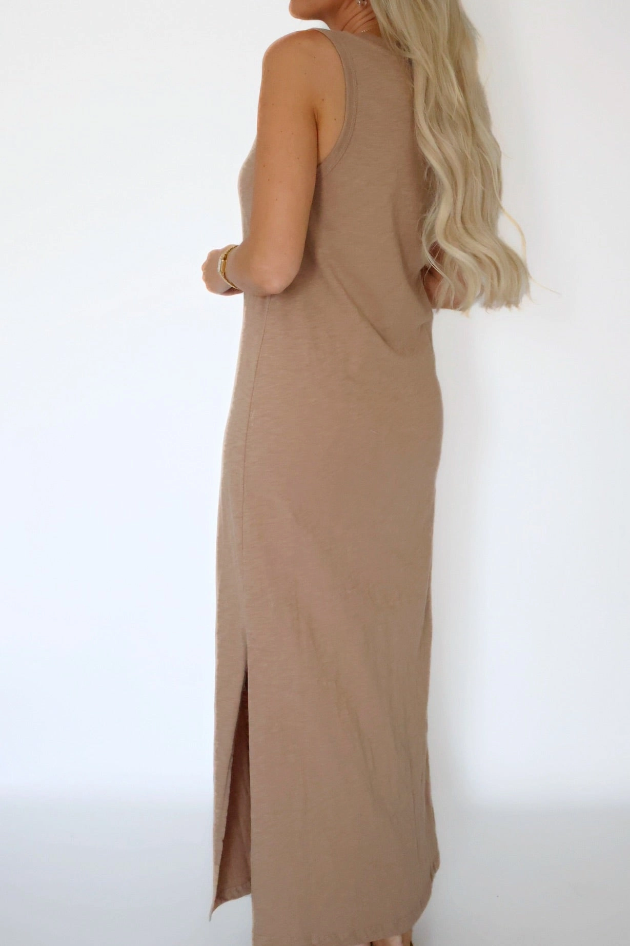 Hidden Pocket All-Purpose Palisades Midi Dress - Iced Coffee