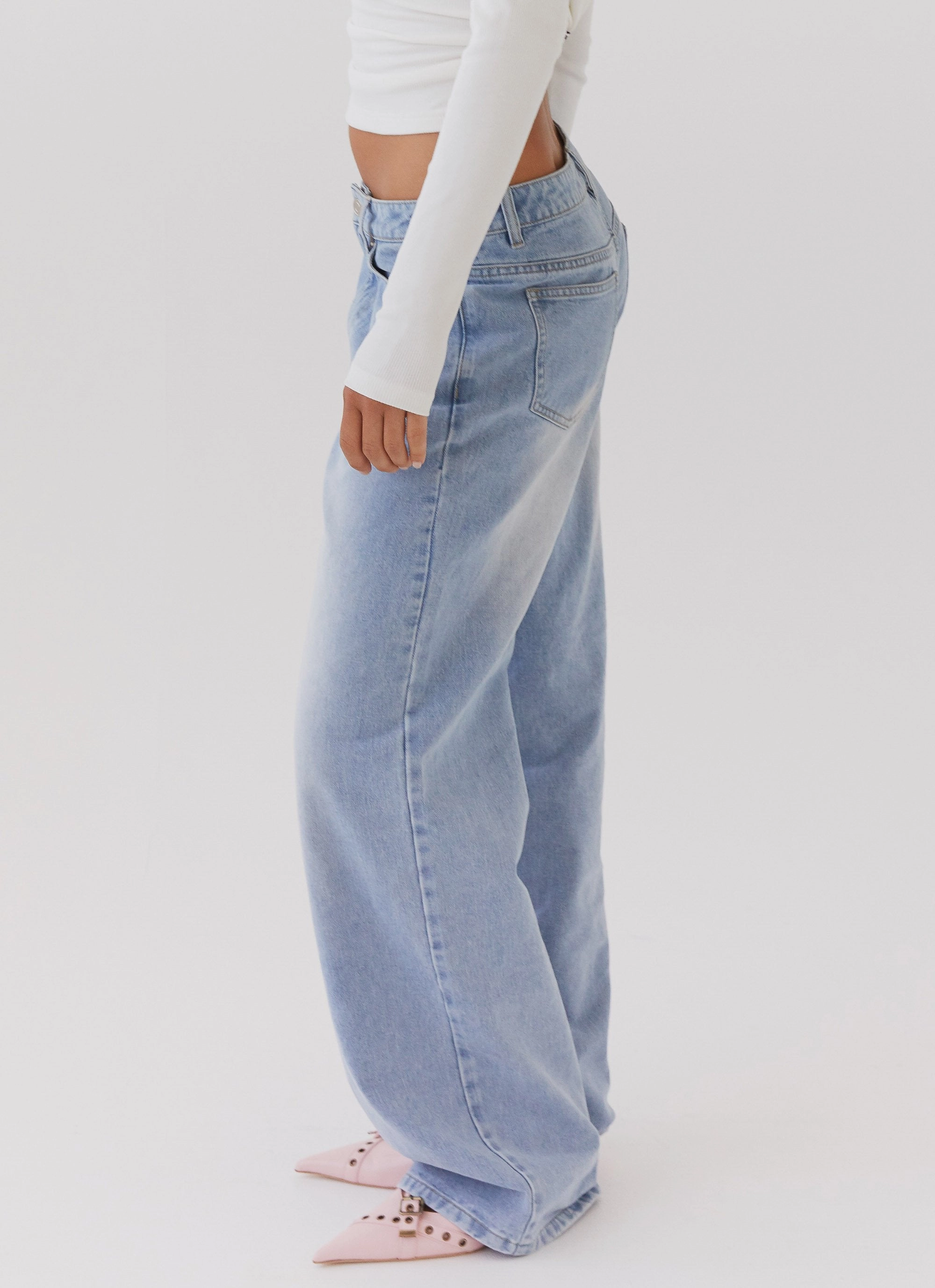 Keanna Low Rise Denim Jeans - Light Blue No Wrinkle