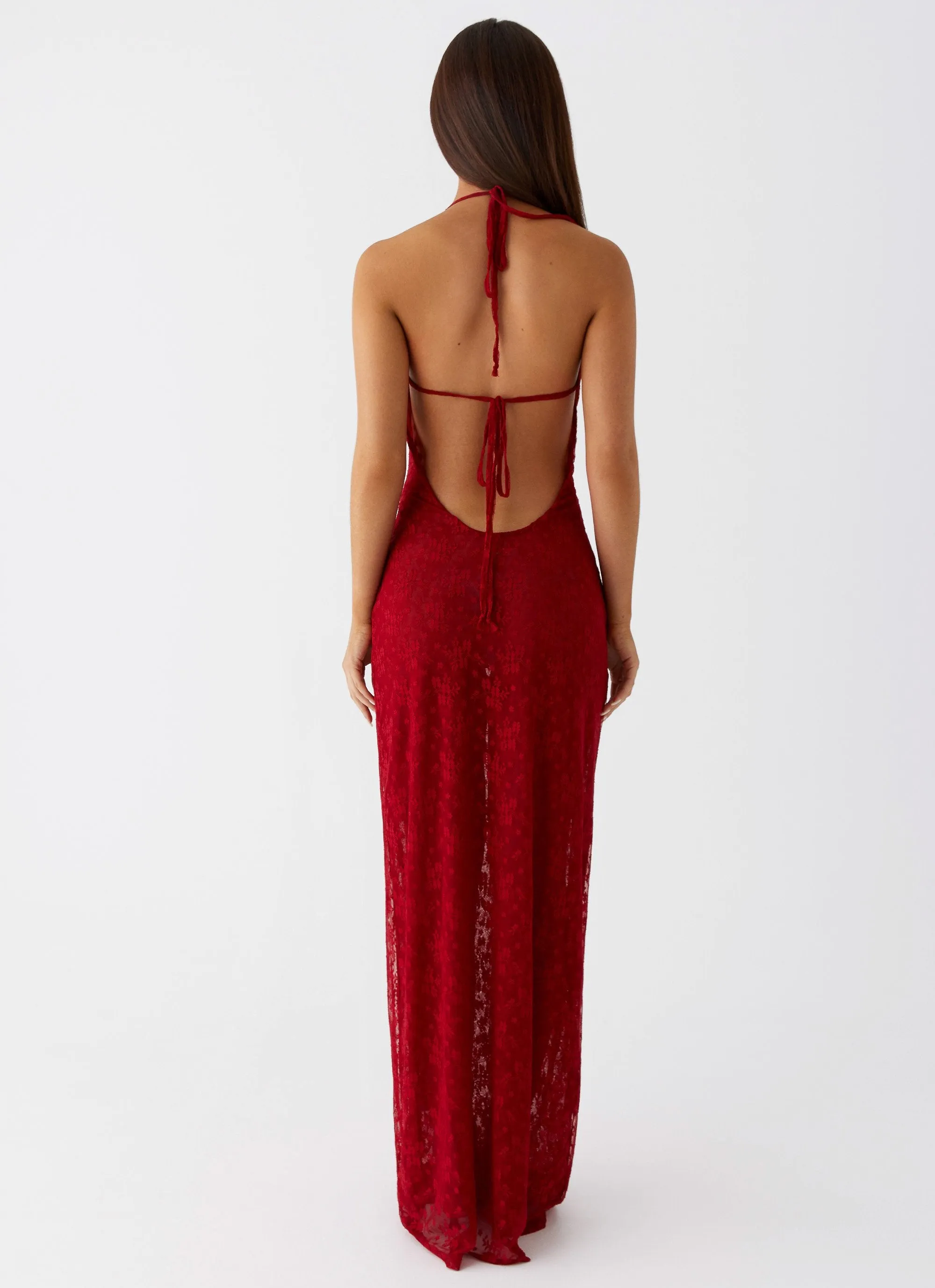 Breathable fabric Wardrobe Must-Have Champagne Coastline Maxi Dress - Dark Red