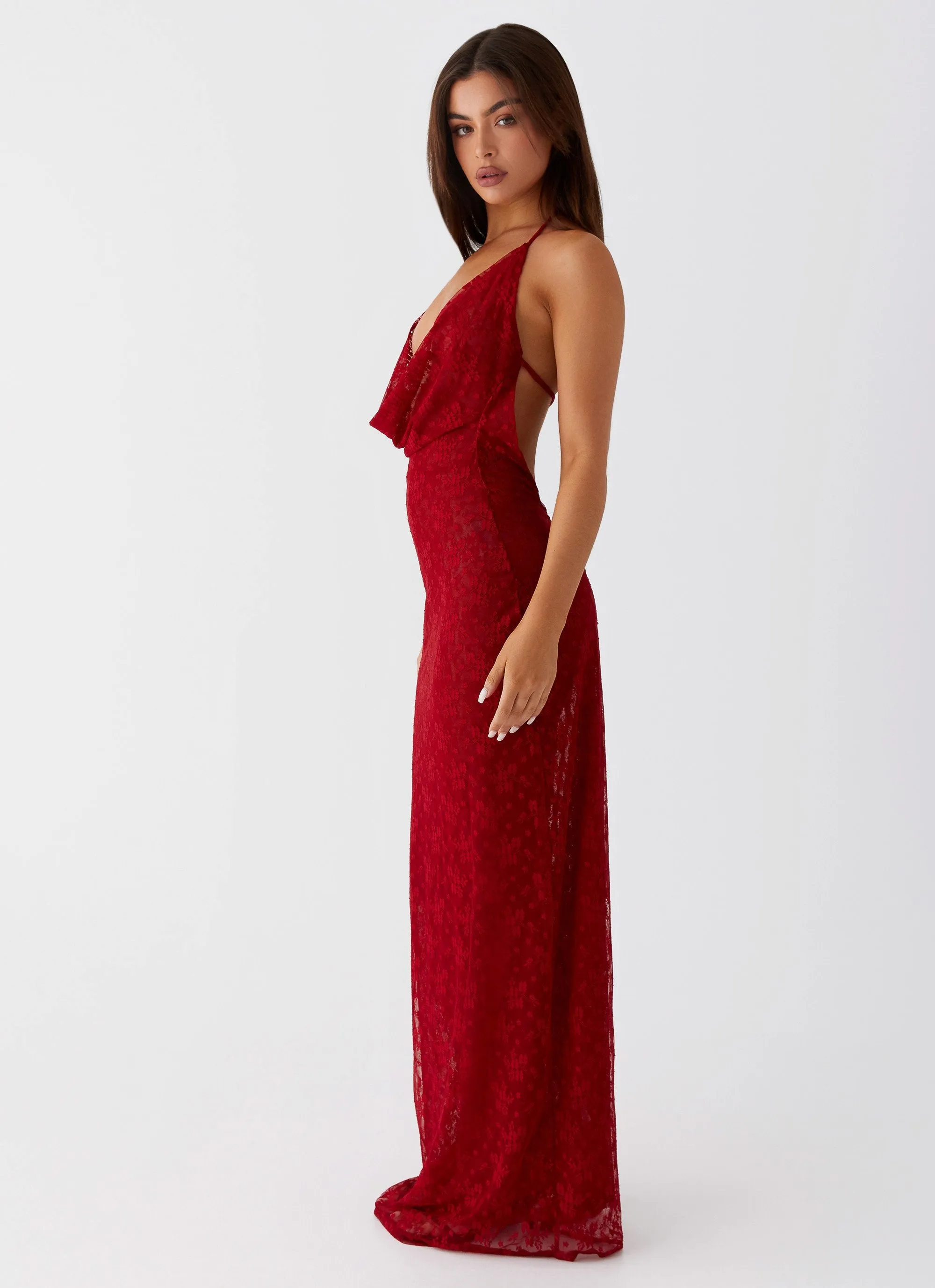 Champagne Coastline Maxi Dress - Dark Red Cool Comfort slim fit