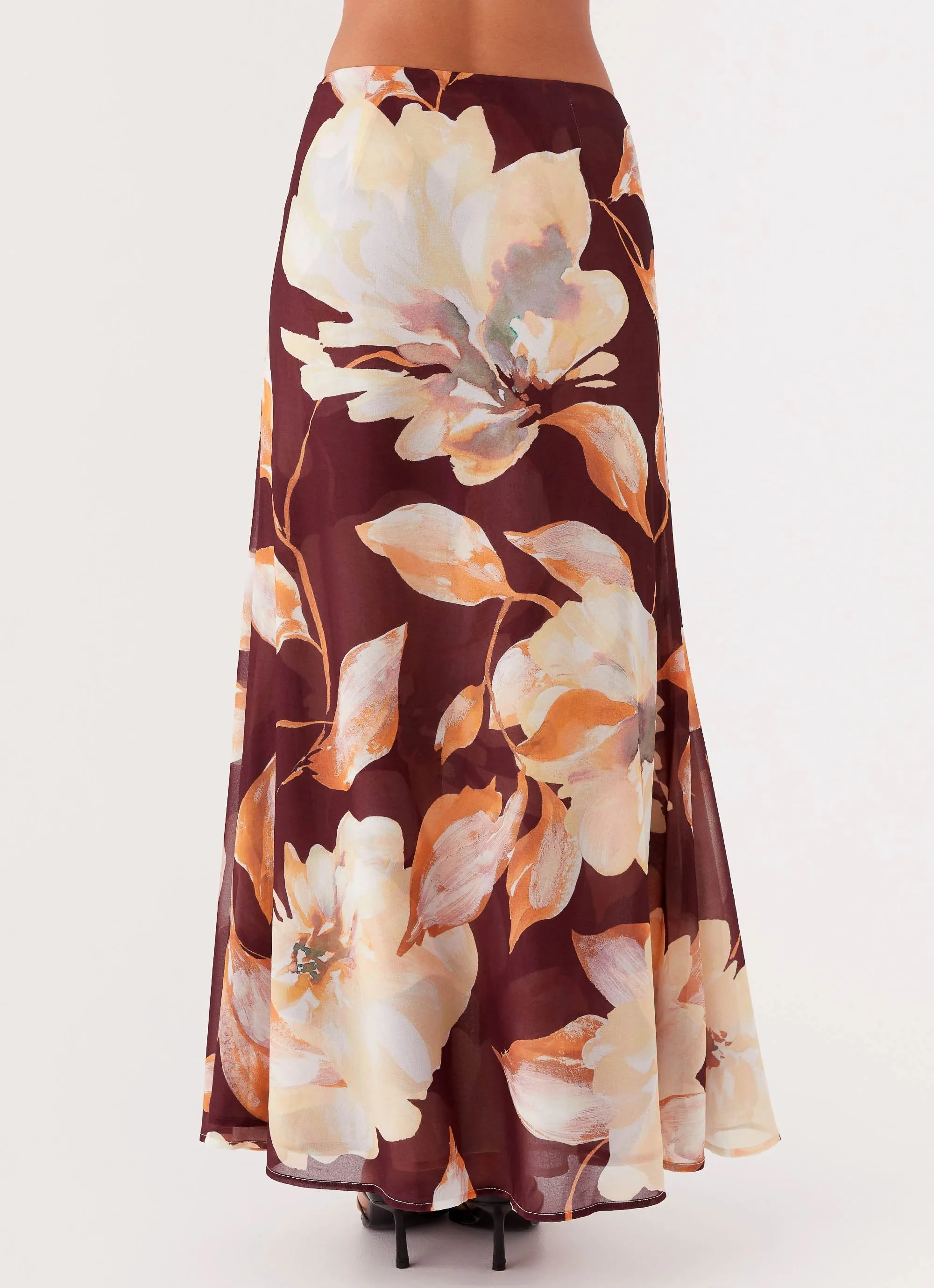 Seasonal Drop Design innovation Camellia Maxi Skirt - Brown Floral