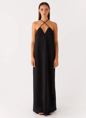 Accessorized Wear Saba Maxi Dress - Black Saba Maxi Dress - Black Texture Flow Functional Style