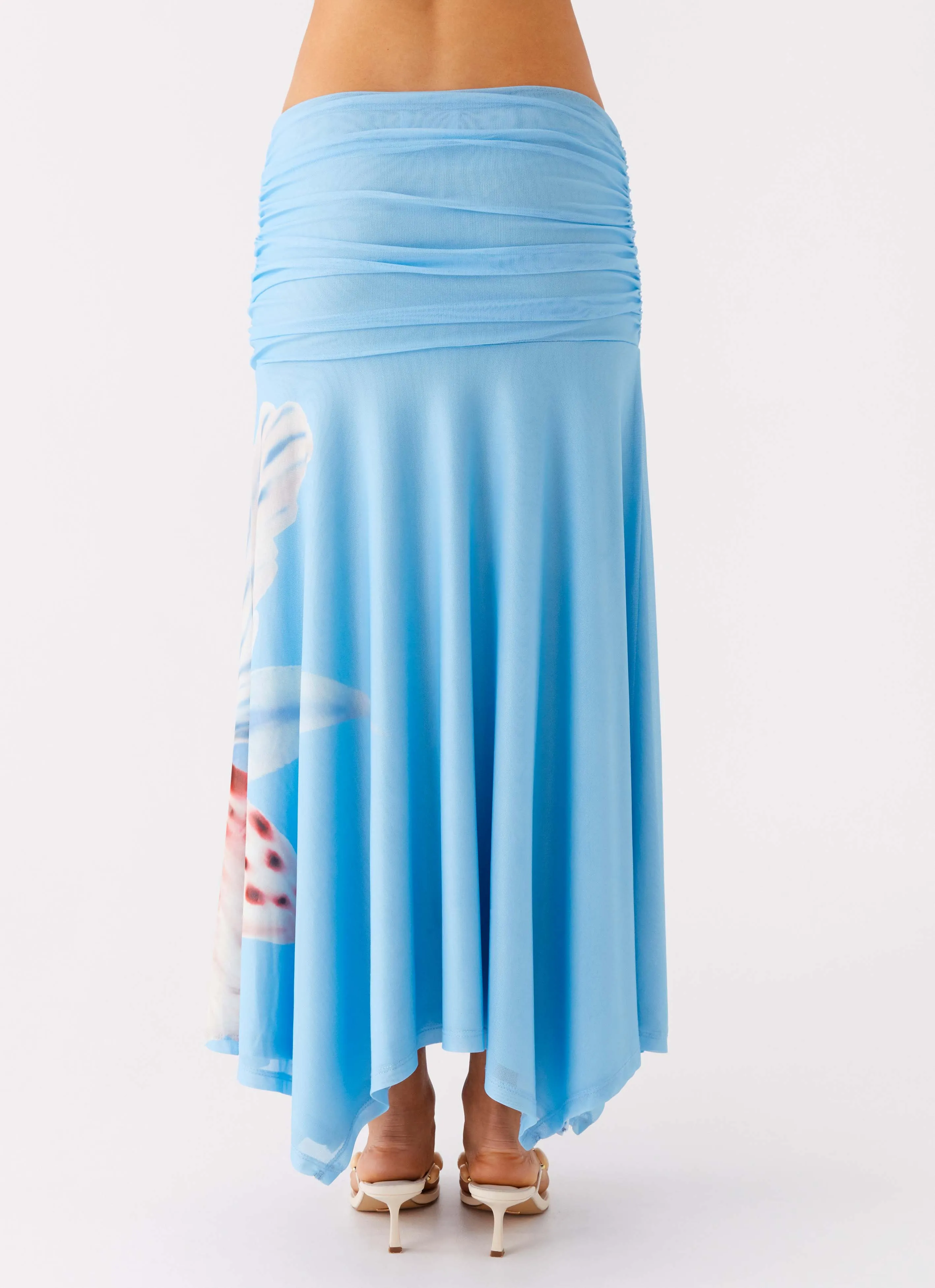 Limited Quantity light colors Liana Ruched Maxi Skirt - Deep Sea Bloom