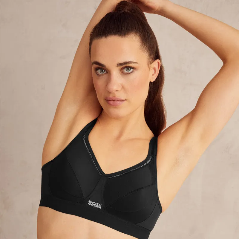 Active Classic Support Black Sports Bra - Shock Absorber