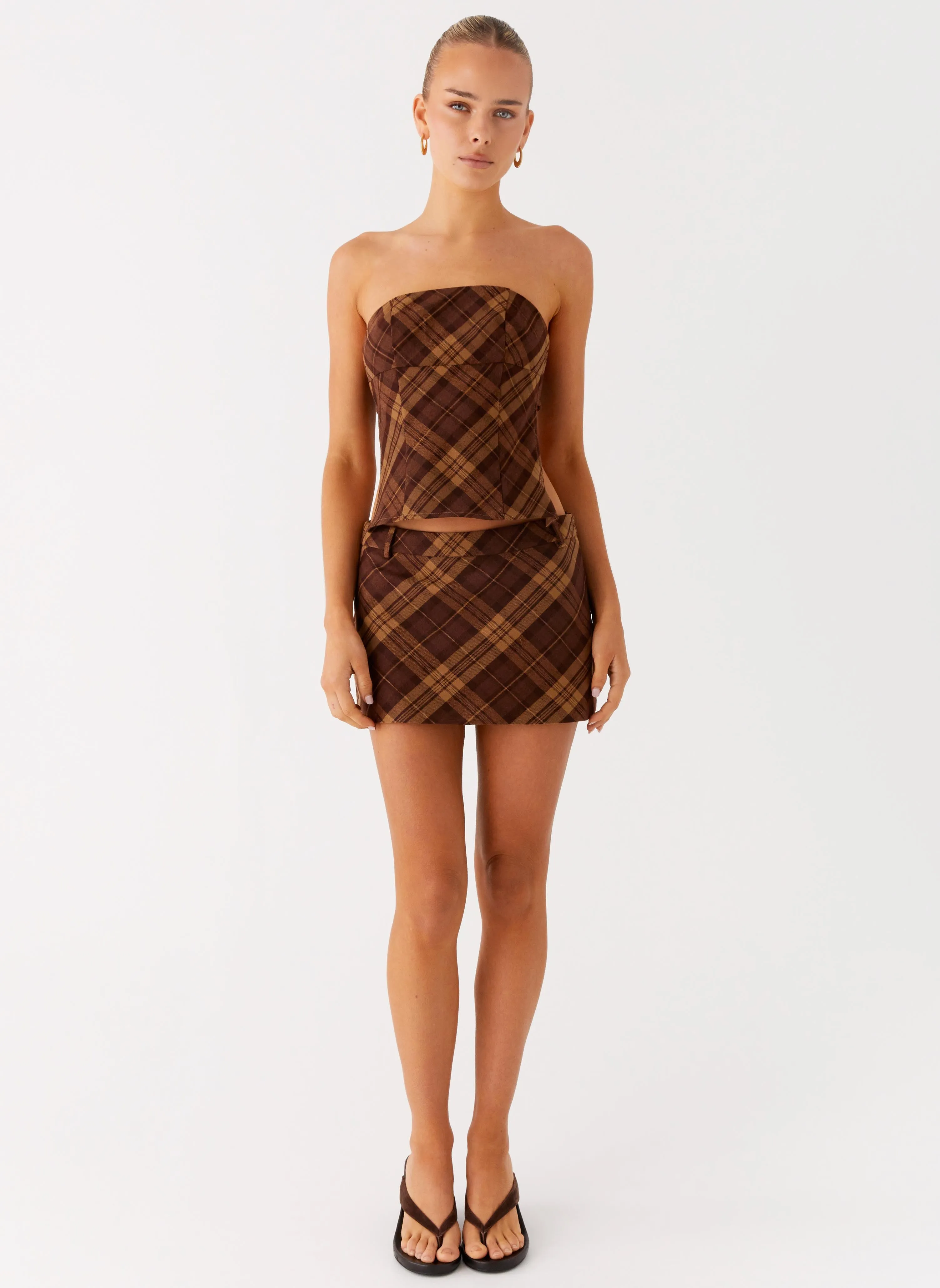 Benson Mini Skirt - Plaid Day Wear Unique Feature