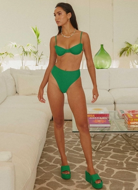 Active Motion Fit Eternal Summers High Waisted Bikini Bottom - Jade Green Fire Retardant Treated Fabric Eternal Summers High Waisted Bikini Bottom - Jade Green