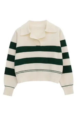 'Addison' Collared Stripe Short Sweater (2 Colors)