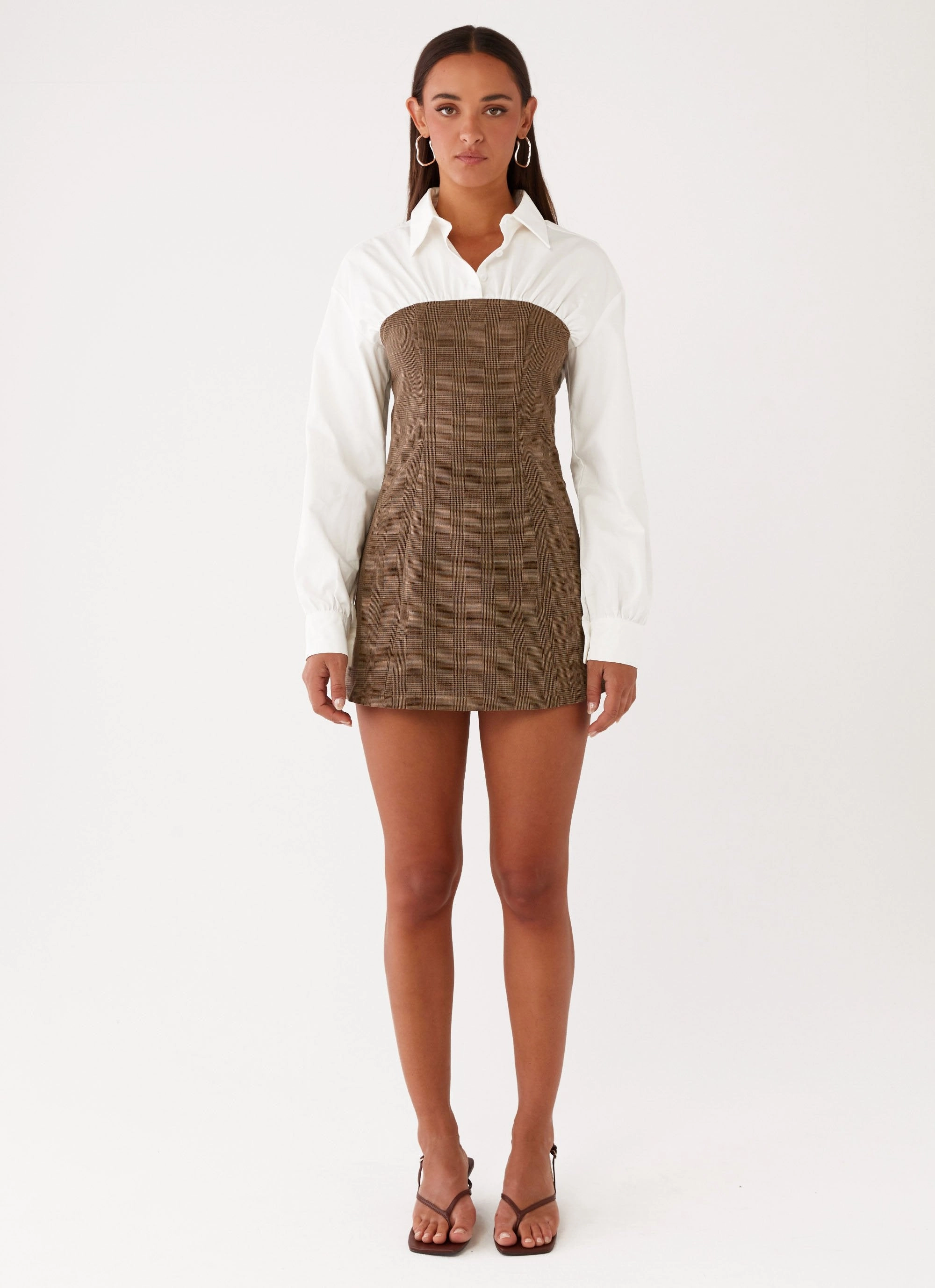 Adelaide Shirt Mini Dress - Brown SustainableCotton Bold Mood