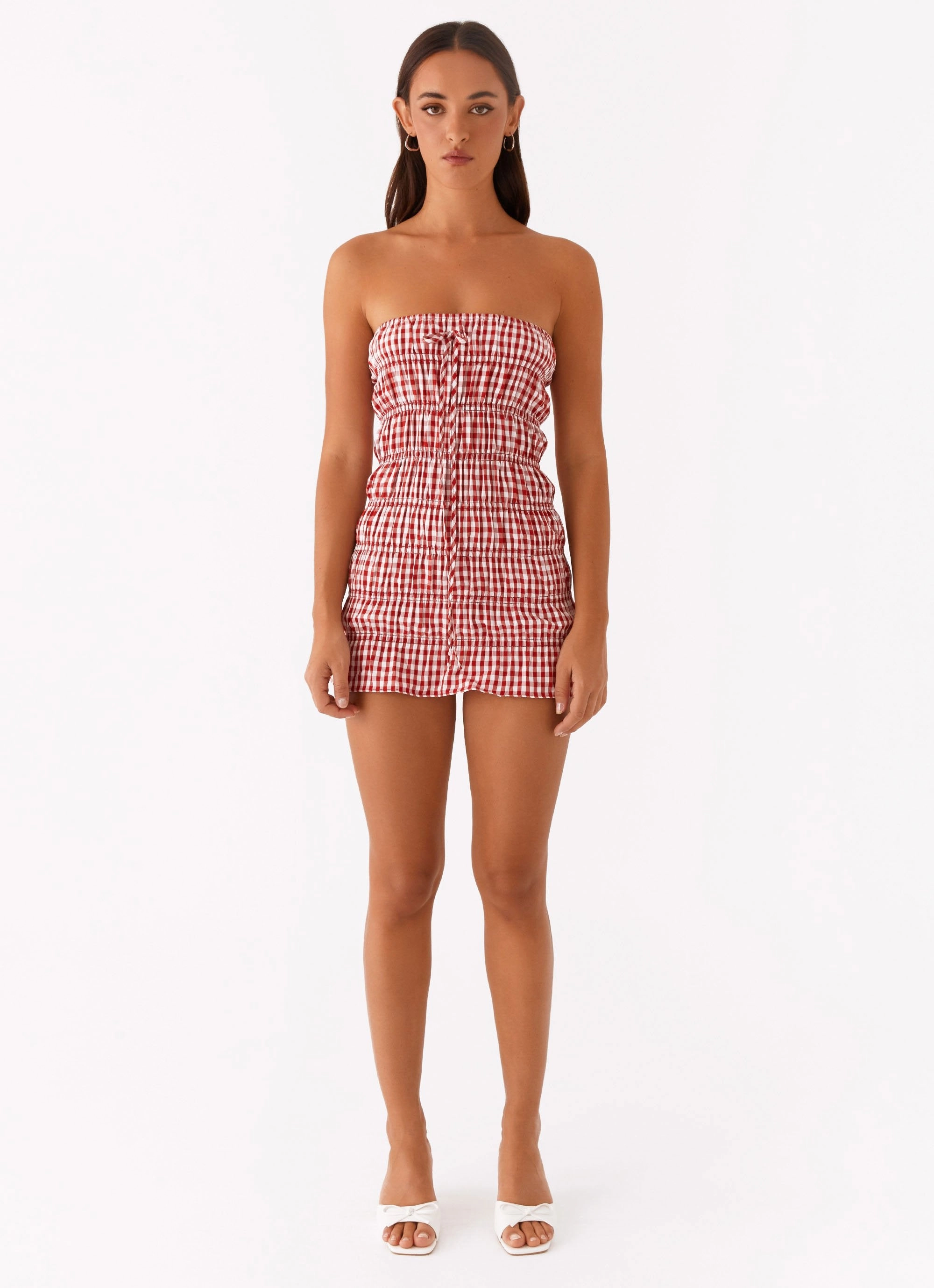 Adele Mini Dress - Red Gingham Modern Staple Quick Match