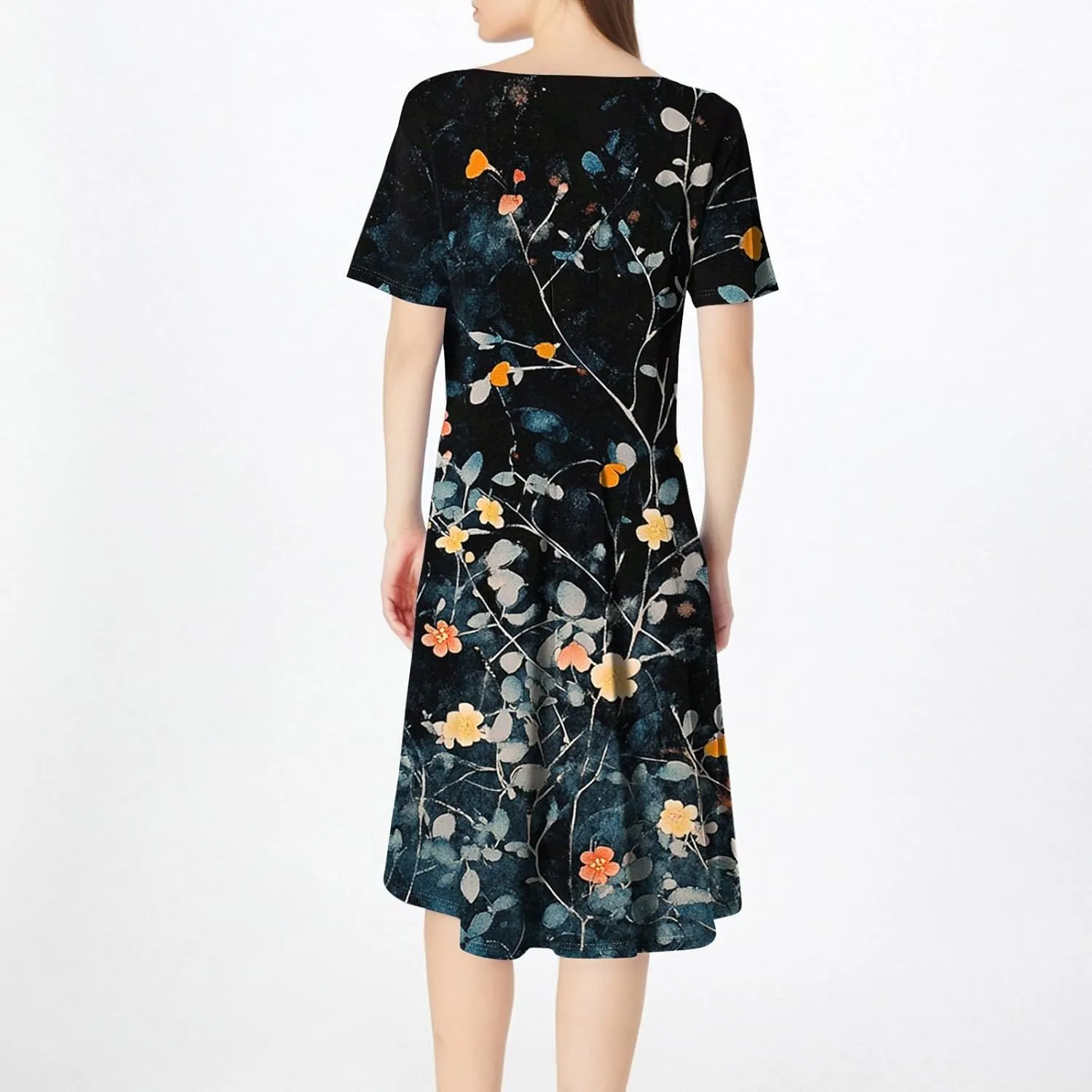 ADHOWBEW Plus Size Dresses for Women Cute Trendy Hawaiian Sexy Loose Fit Beach Casual Comfy O Neck Short Sleeve Dresses
