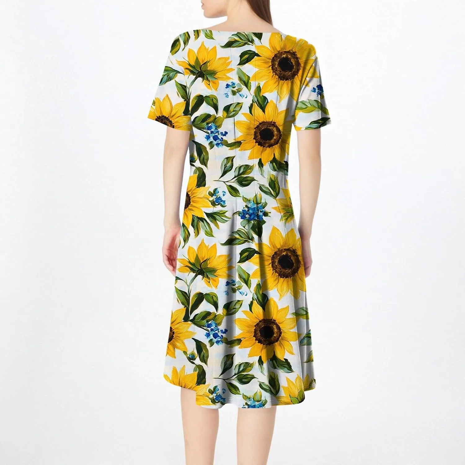 ADHOWBEW Plus Size Dresses for Women Cute Trendy Hawaiian Sexy Loose Fit Beach Casual Comfy O Neck Short Sleeve Dresses