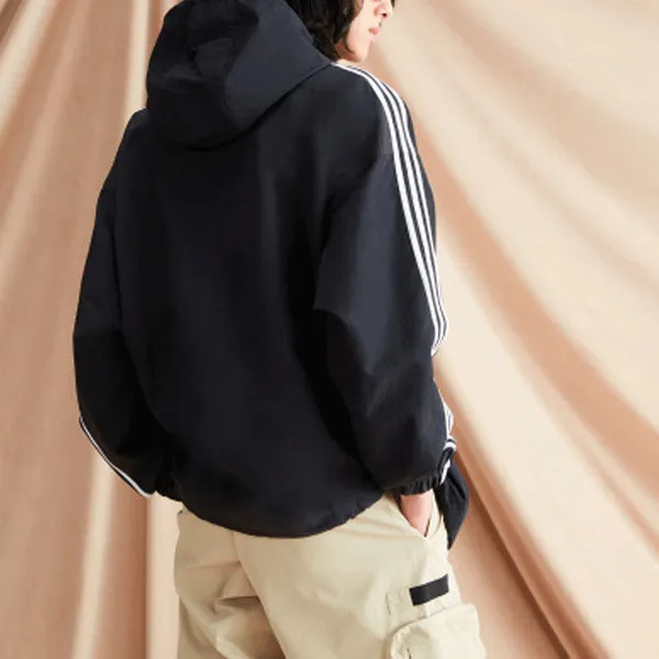 adidas originals Contrasting Colors Stripe Half Zipper Hooded Jacket Black, multicolor