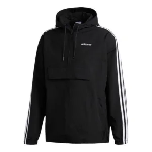 adidas originals Contrasting Colors Stripe Half Zipper Hooded Jacket Black, multicolor