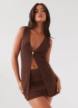 Adjustable Drawstring Hem Capri Glow Knit Top - Chocolate Capri Glow Knit Top - Chocolate ReflectiveTrim
