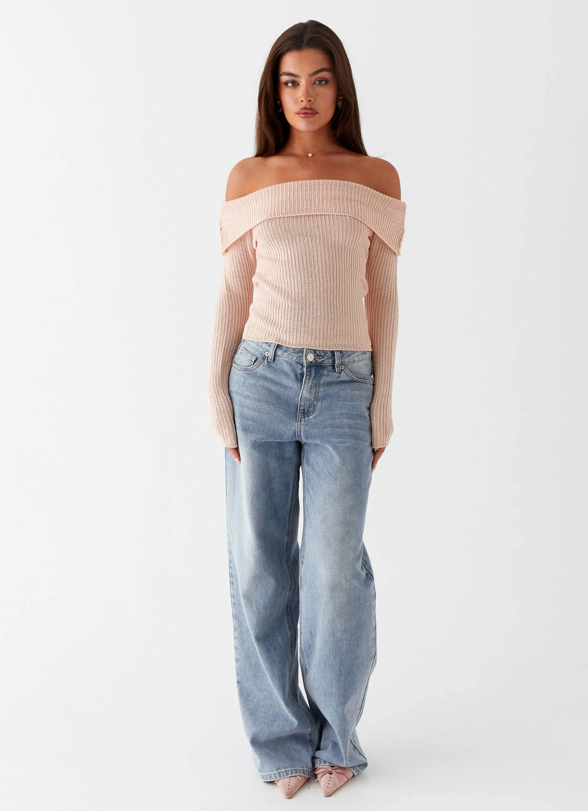 Rina Long Sleeve Knit Top - Blush Soft Brushed Lining