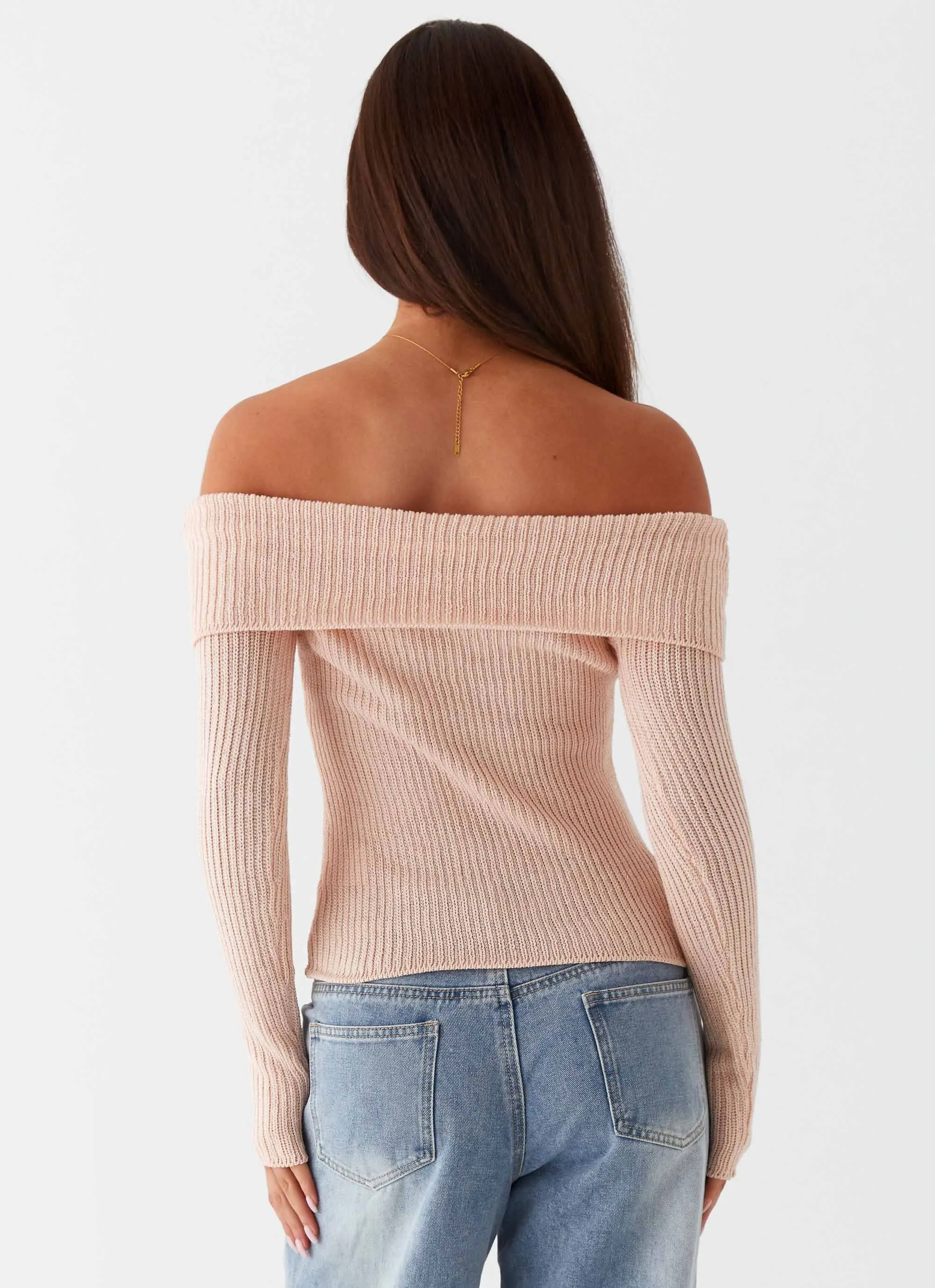 Rina Long Sleeve Knit Top - Blush FadeResistant Finish Two Tone Weave
