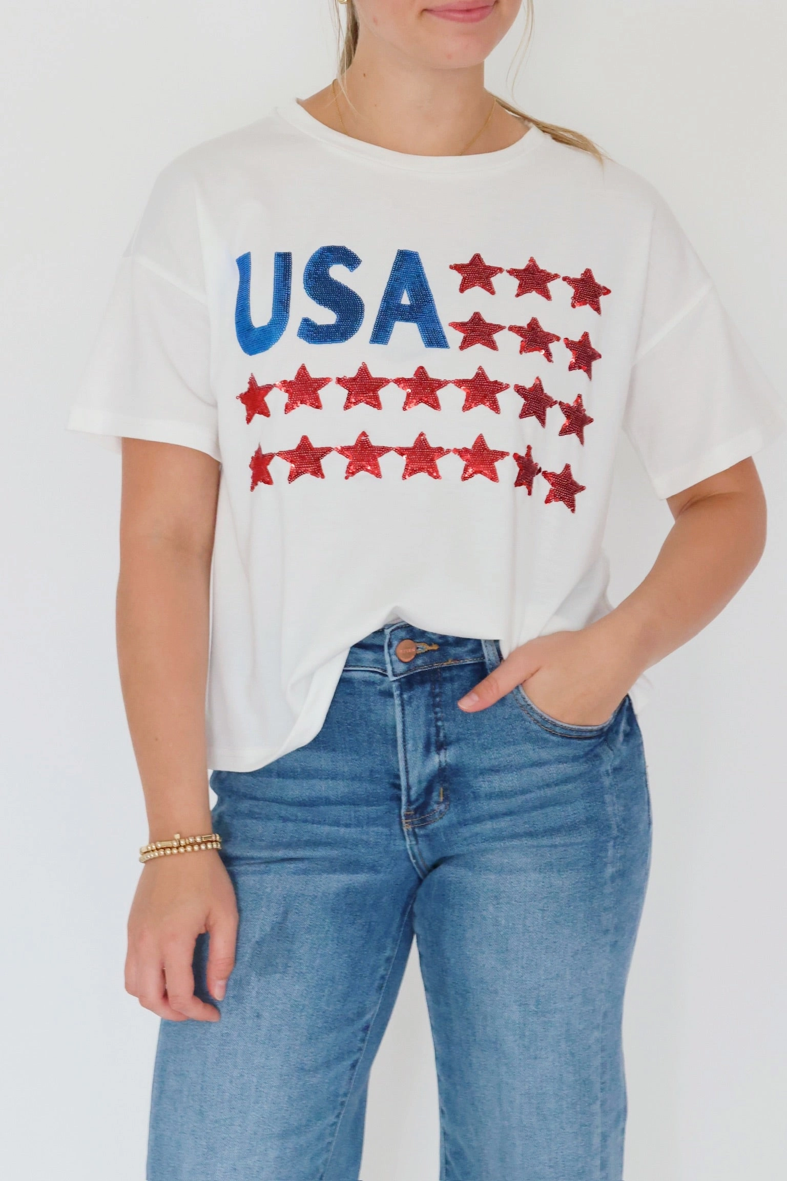 ElasticTrimming Star Spangled Tee(FINAL SALE)