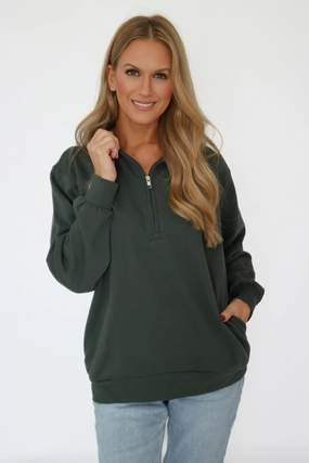 Adjustable Straps Active Pocket Sweatshirt- Green Active Pocket Sweatshirt- Green OdorResistant Technology SoftFeel Fabric