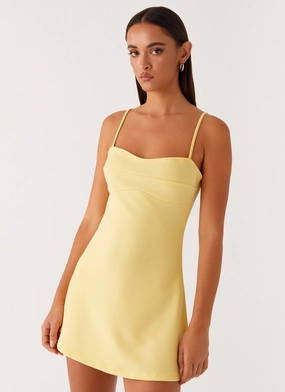 Adjustable Straps Cindy Mini Dress - Yellow Smart and Relaxed Hidden-Pocket Cindy Mini Dress - Yellow