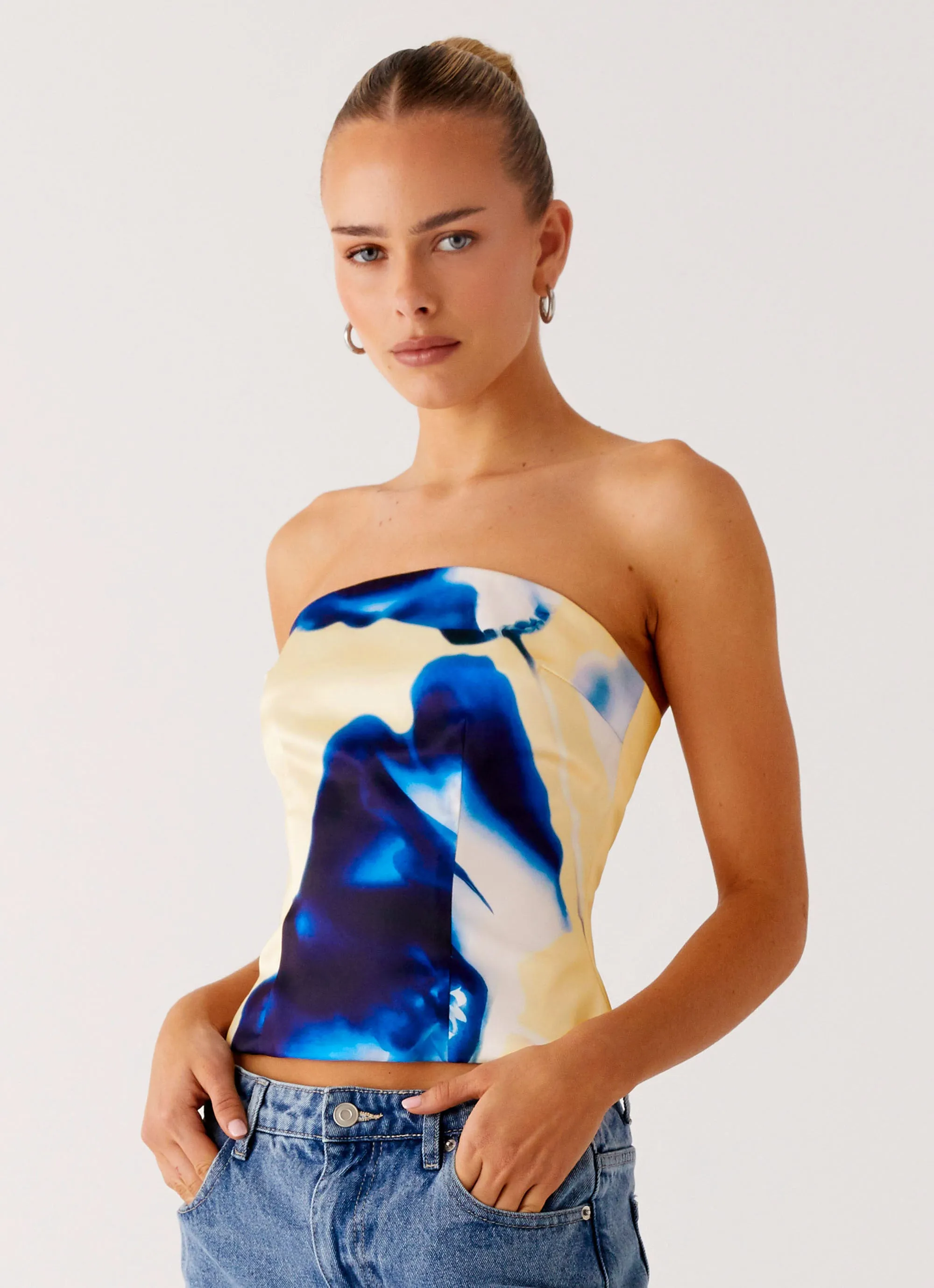 Dreamy Skies Strapless Top - Heirloom Floral WaterResistantCoating