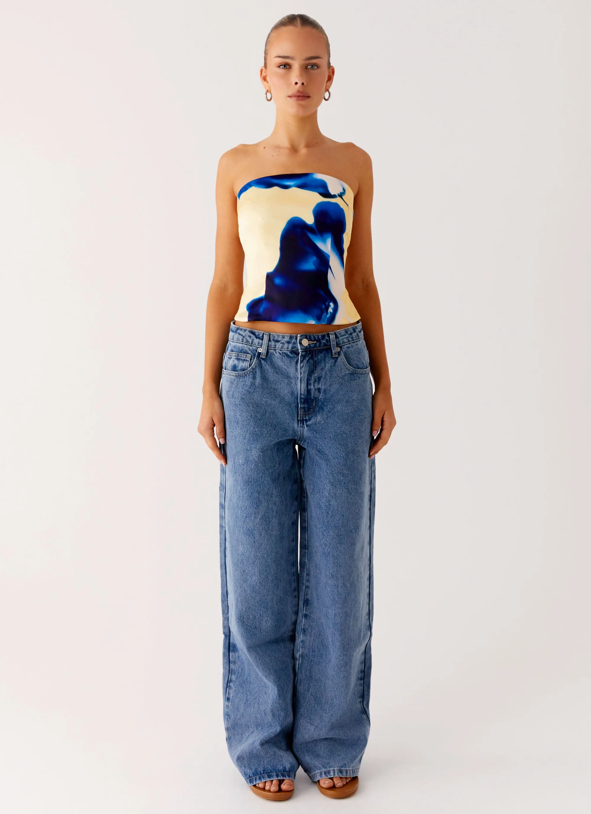 Dreamy Skies Strapless Top - Heirloom Floral Compact Stitching