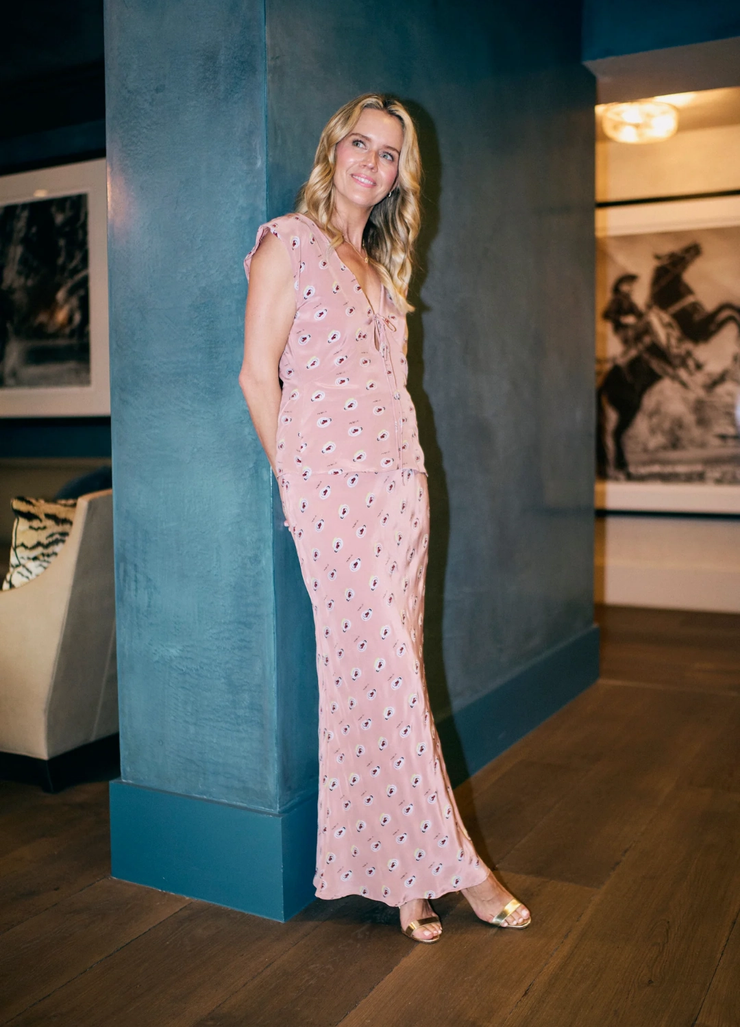 MASON by MASON'S DAUGHTER | Esme Skirt, Rose Oyster Printed Silk Crepe de Chine ZipperedPockets Adaptive Waistband