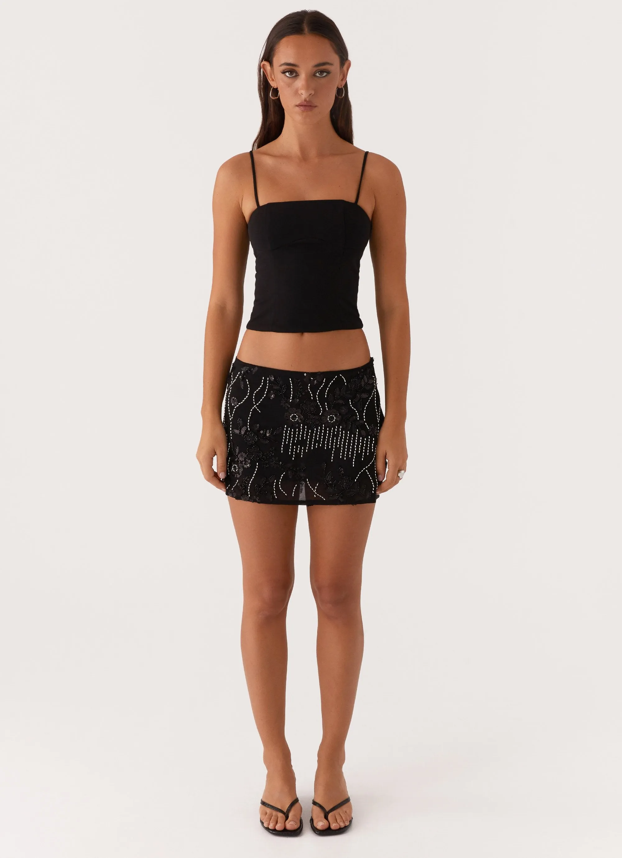 Adored By You Mini Skirt - Black Back Slit