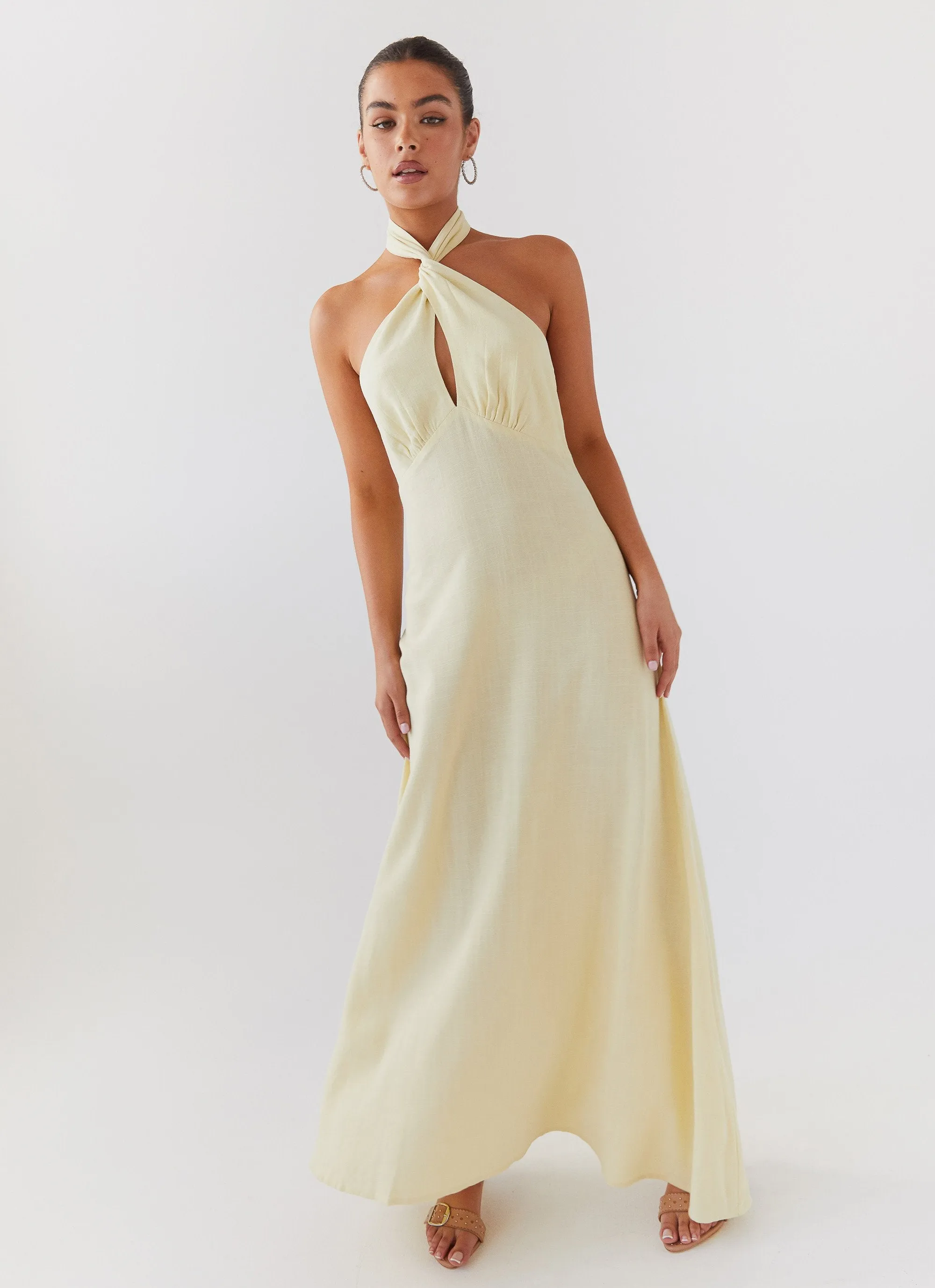 Adrienne Linen Maxi Dress - Lemon Corporate Wear Vibrant Colors